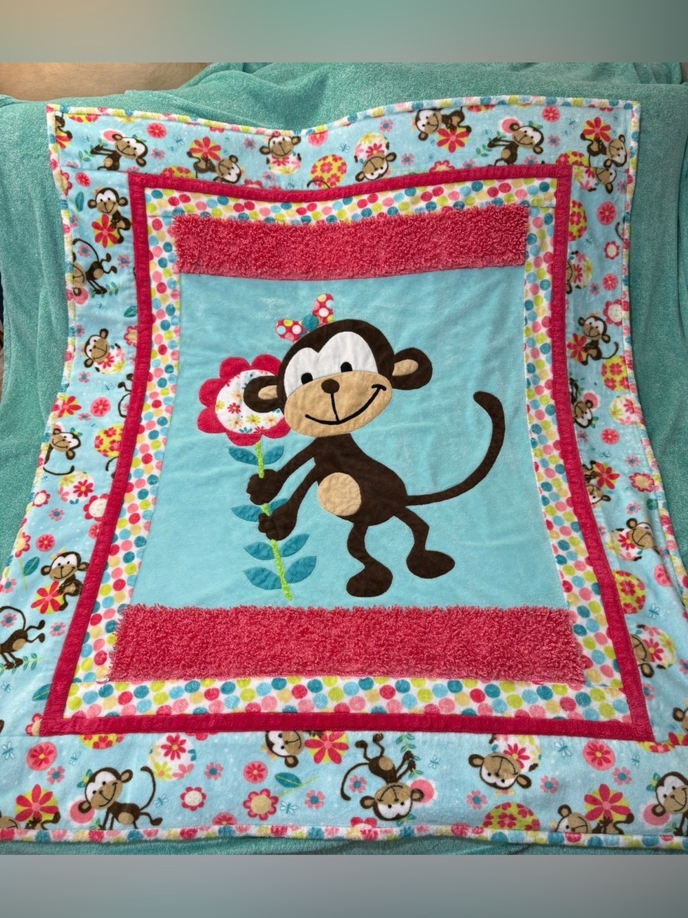 Monkey Multi Color Reversible 41” X 48” 3D Throw Blanket